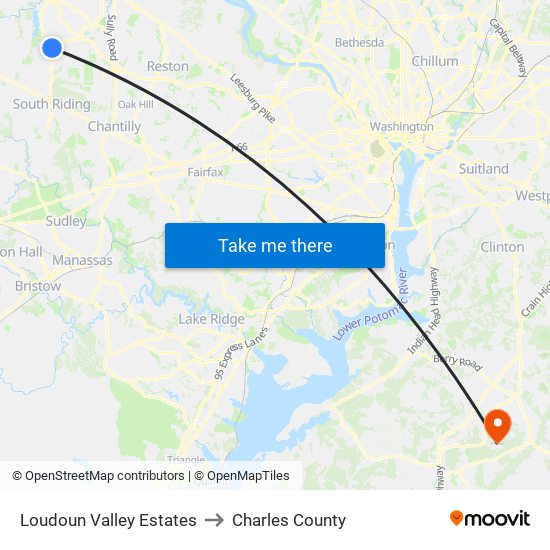 Loudoun Valley Estates to Charles County map