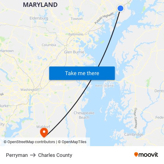 Perryman to Charles County map