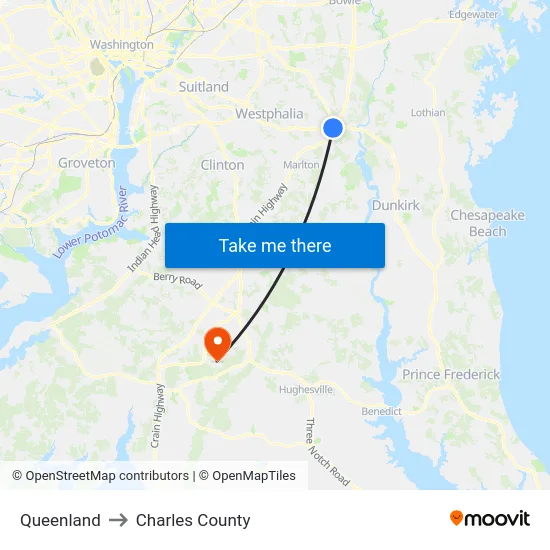 Queenland to Charles County map