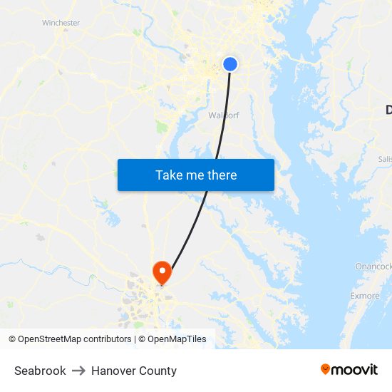 Seabrook to Hanover County map