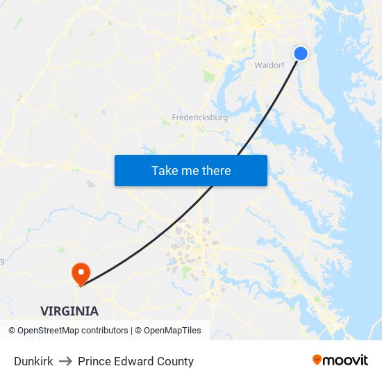 Dunkirk to Prince Edward County map