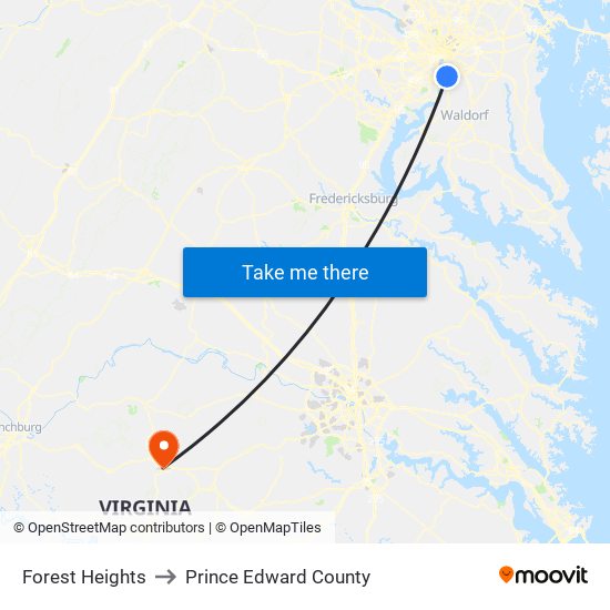 Forest Heights to Prince Edward County map