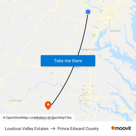 Loudoun Valley Estates to Prince Edward County map