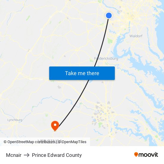 Mcnair to Prince Edward County map