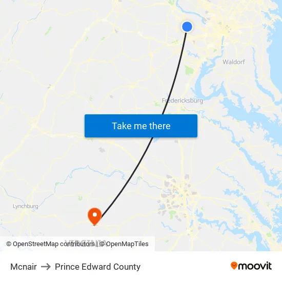 Mcnair to Prince Edward County map