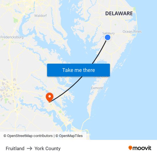 Fruitland to York County map