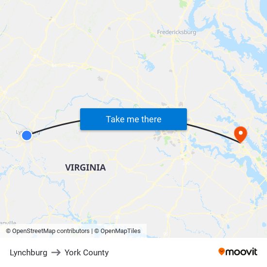 Lynchburg to York County map