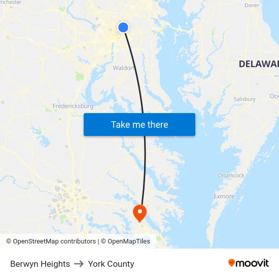 Berwyn Heights to York County map