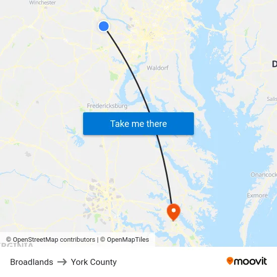 Broadlands to York County map