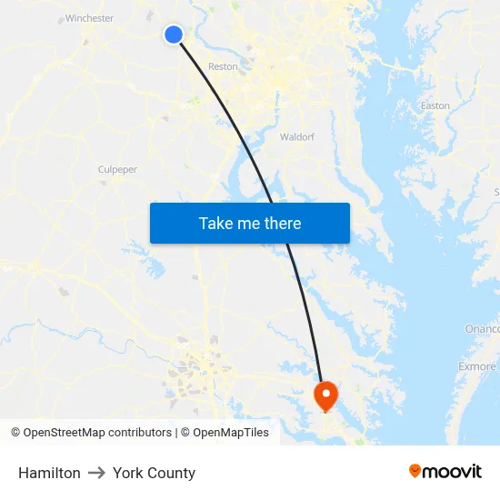 Hamilton to York County map