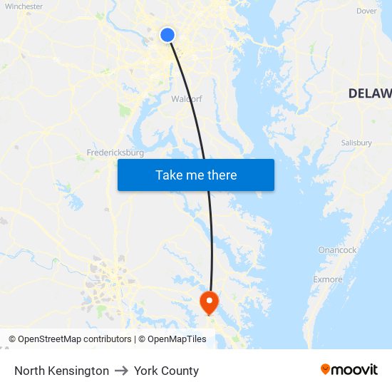 North Kensington to York County map