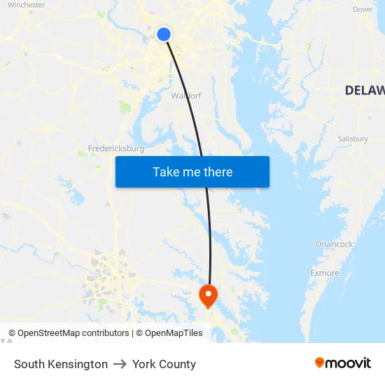 South Kensington to York County map