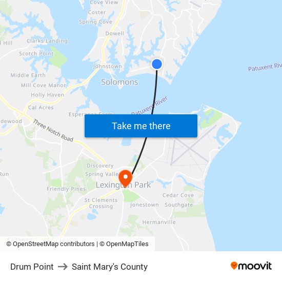 Drum Point to Saint Mary's County map