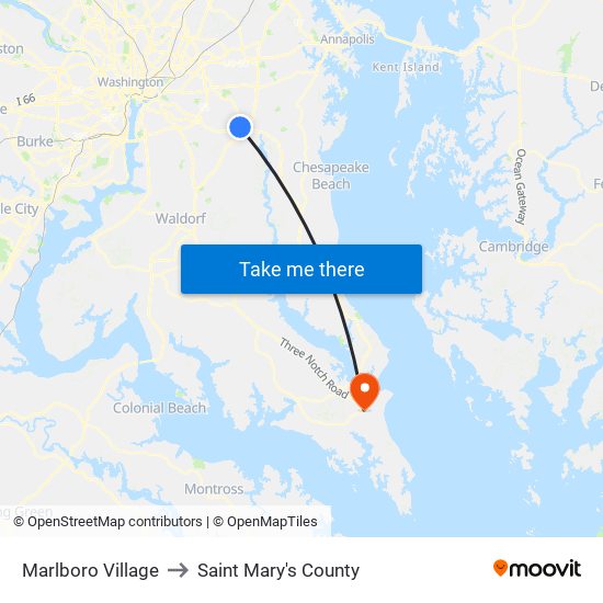 Marlboro Village to Saint Mary's County map