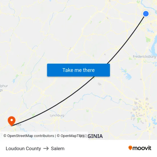 Loudoun County to Salem map