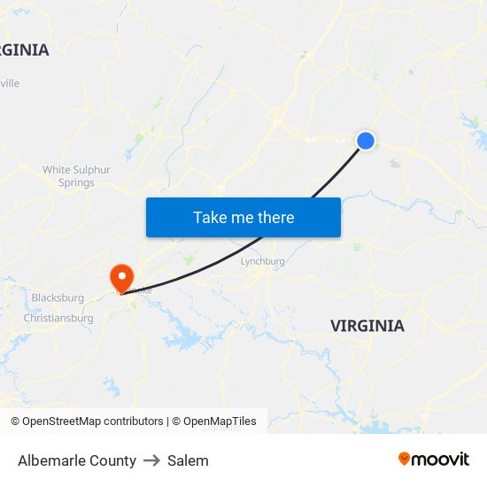 Albemarle County to Salem map