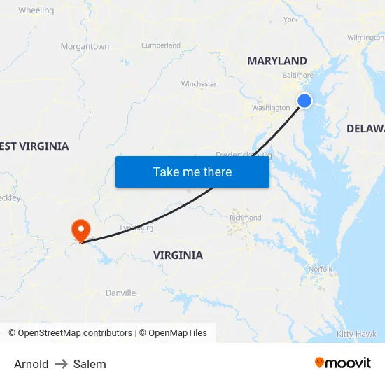 Arnold to Salem map