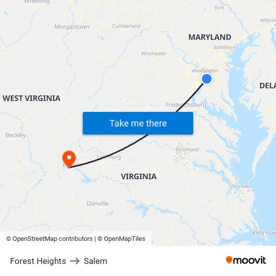 Forest Heights to Salem map