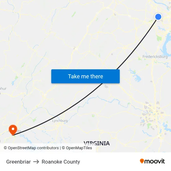 Greenbriar to Roanoke County map