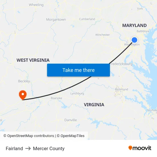 Fairland to Mercer County map