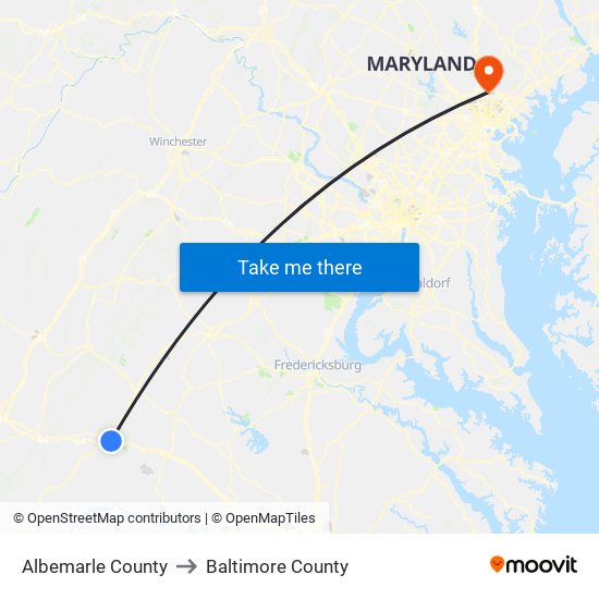 Albemarle County to Baltimore County map