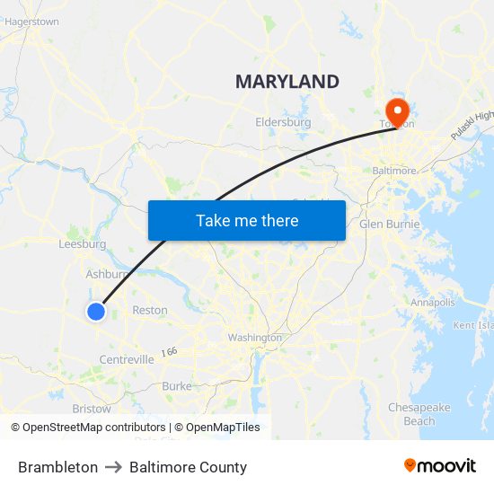 Brambleton to Baltimore County map