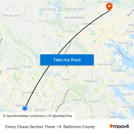 Chevy Chase Section Three to Baltimore County map