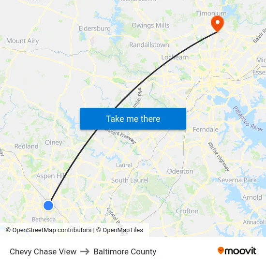 Chevy Chase View to Baltimore County map