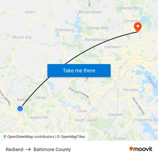 Redland to Baltimore County map