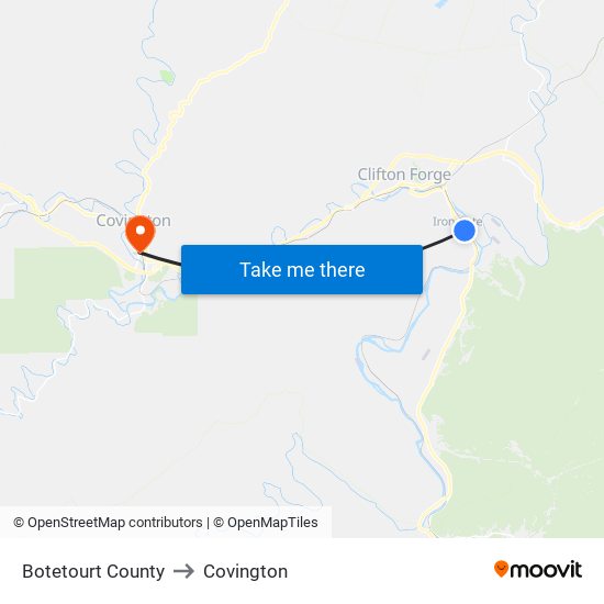 Botetourt County to Covington map