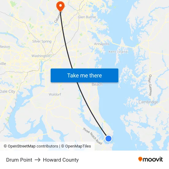Drum Point to Howard County map