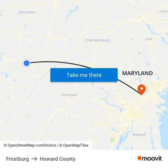 Frostburg to Howard County map