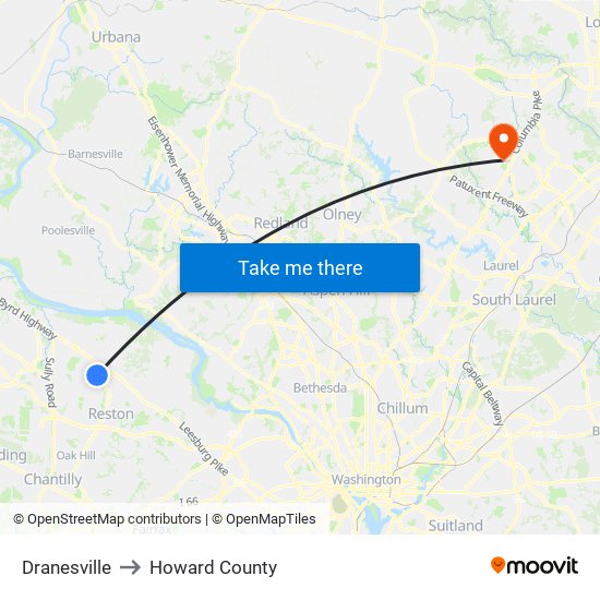 Dranesville to Howard County map
