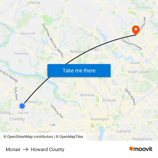 Mcnair to Howard County map