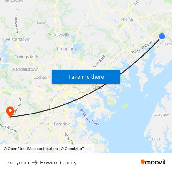 Perryman to Howard County map