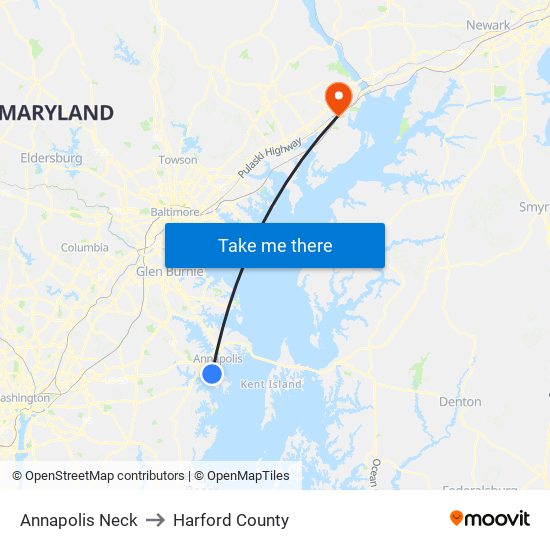 Annapolis Neck to Harford County map