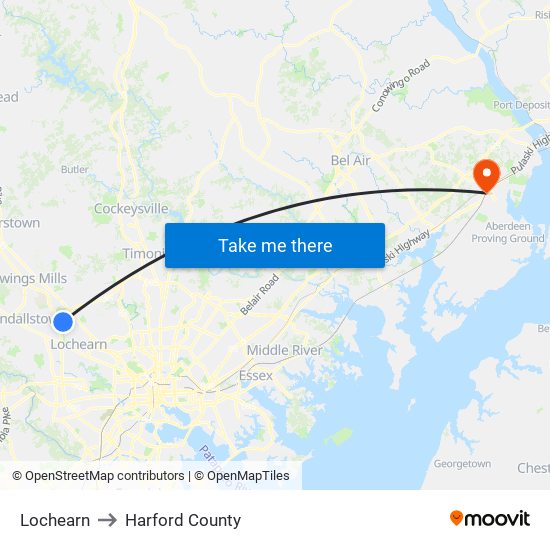 Lochearn to Harford County map