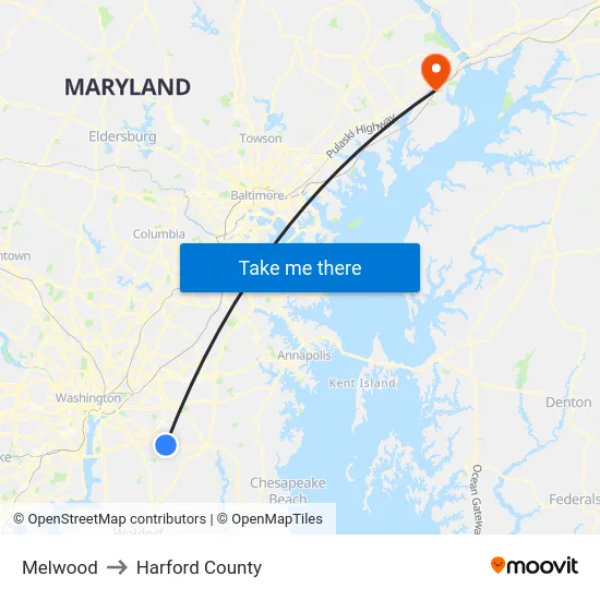 Melwood to Harford County map