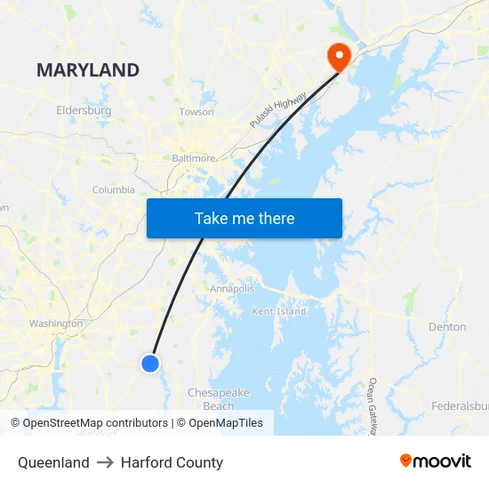 Queenland to Harford County map