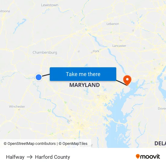Halfway to Harford County map