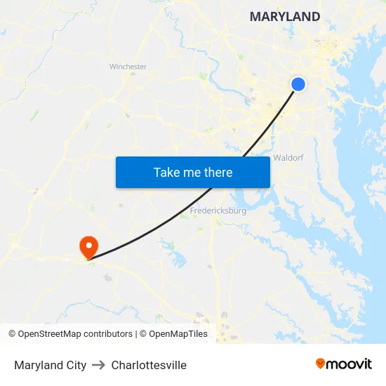 Maryland City to Charlottesville map
