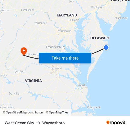 West Ocean City to Waynesboro map