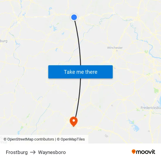 Frostburg to Waynesboro map