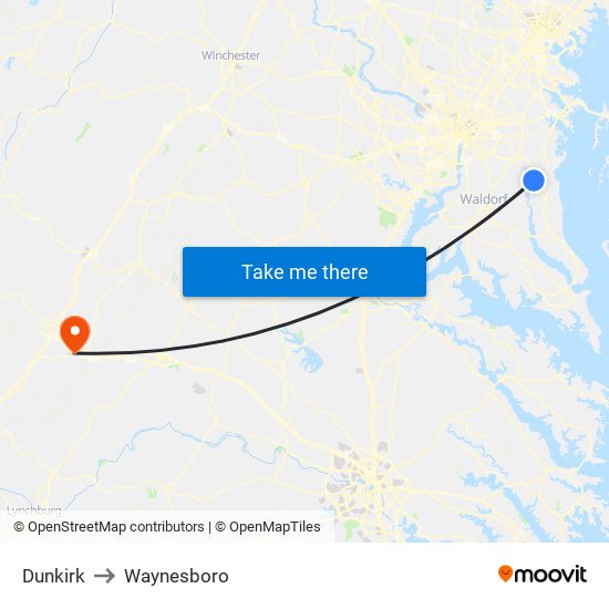 Dunkirk to Waynesboro map