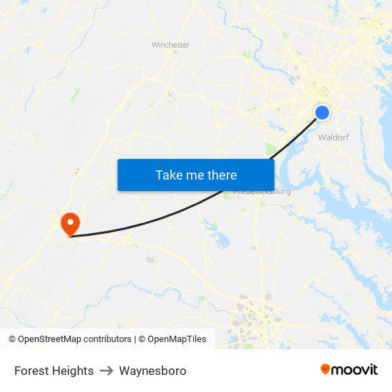 Forest Heights to Waynesboro map