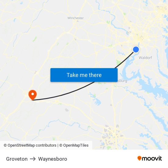 Groveton to Waynesboro map