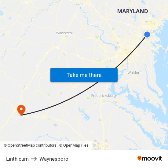 Linthicum to Waynesboro map