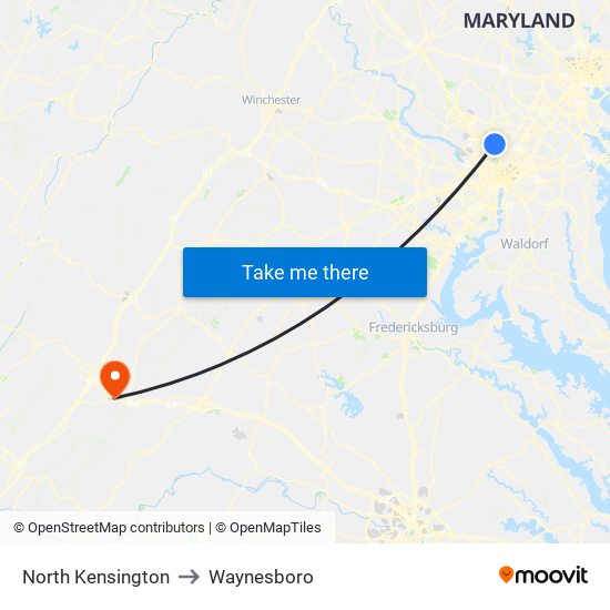 North Kensington to Waynesboro map