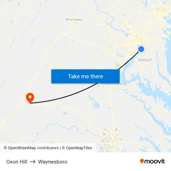 Oxon Hill to Waynesboro map