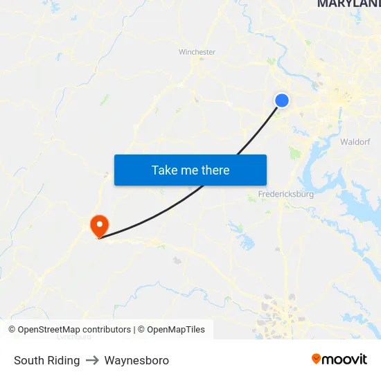 South Riding to Waynesboro map